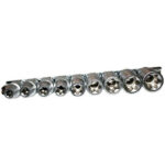 Nasadki 1/2″ TORX-E, 9 szt na szynie