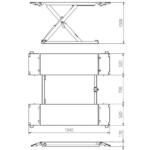 Podnośnik nożycowy podprogowy NORTEC PRO 3 T, 1000mm PD3001D