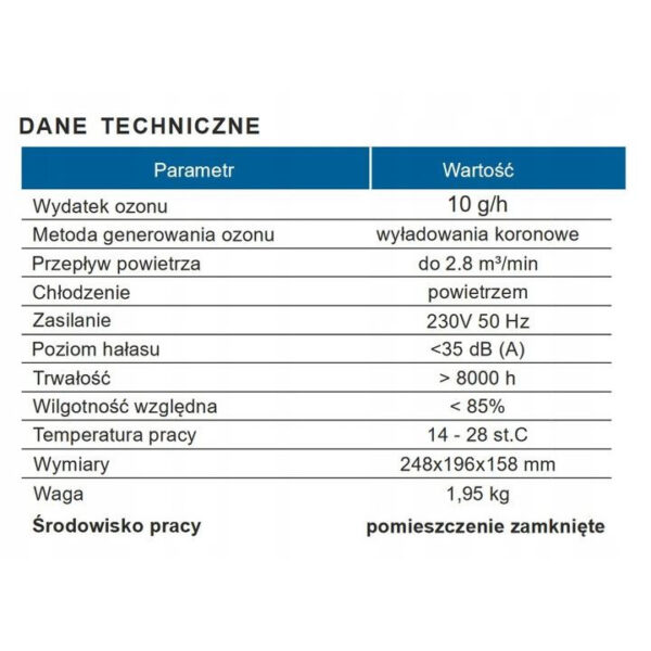 Generator ozonu ozonator HF298B 20000mg/ h z Polski