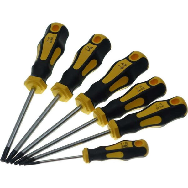 Wkrętaki Torx T10-T30 z otworem, 6 szt.