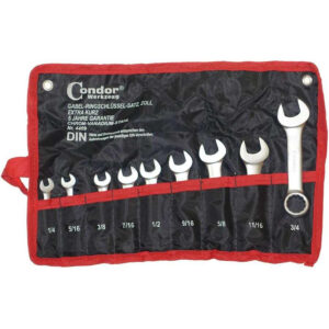 Klucze płasko oczkowe 1/4"-3/4", krótkie, 8 szt.