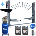 Podnośnik dwukolumnowy automat 5500KG 3X3 BUSY + Zlewarko-wysysarka 90L MELL PRO
