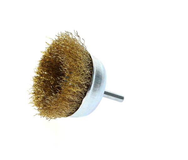 Szczotka druciana czołowa,mosiężna 75mm/3″z trzpieniem