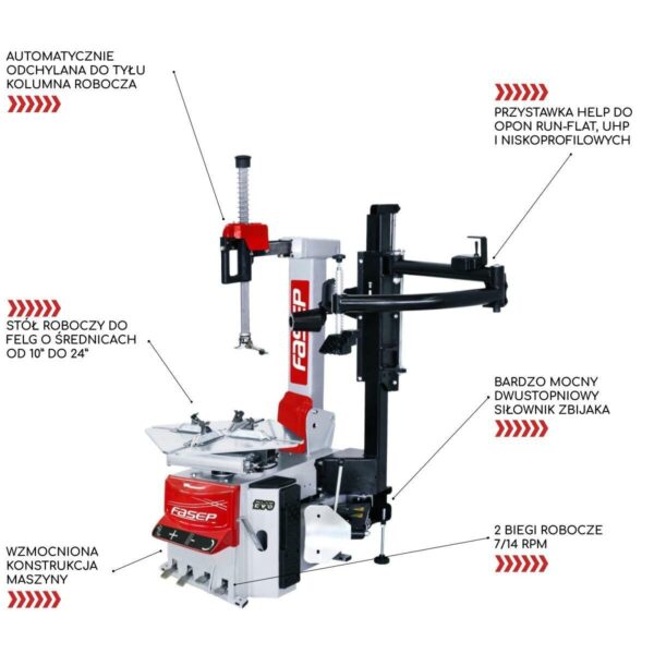 Montażownica do opon Fasep RAE2016 HP 2V 24″ 2 biegi przystawka Help