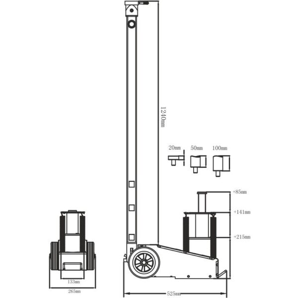 Podnośnik hydrauliczno pneumatyczny SNIT 20T | Hmin=215mm | SNIT S20-1