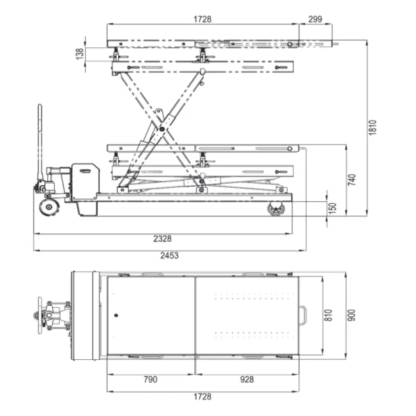 Podnośnik platformowy do baterii w autach elektrycznych1,5T  Uni-Lift B1500