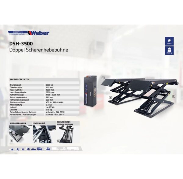 Naposadzkowy podnośnik nożycowy 3500KG 400V Weber