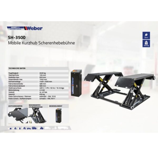 Mobilny podnośnik 3500KG nożycowy 400V Weber