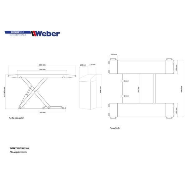 Mobilny podnośnik 3500KG nożycowy 400V Weber