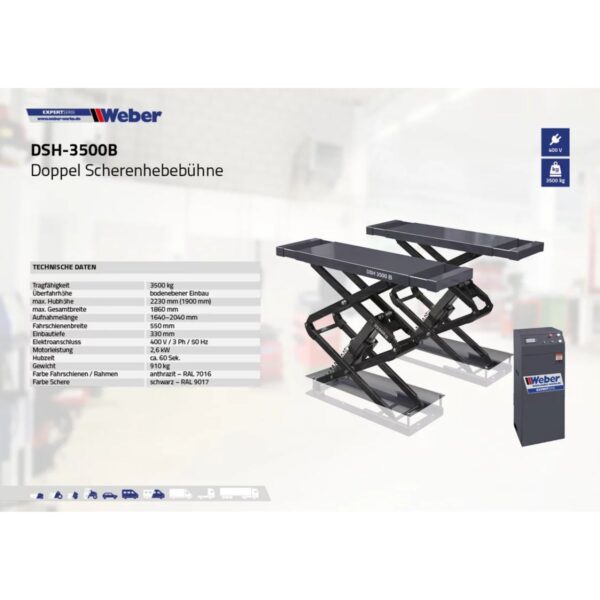 Podnośnik nożycowy podposadzkowy 3500KG WYSOKI1900 mm 400V Weber
