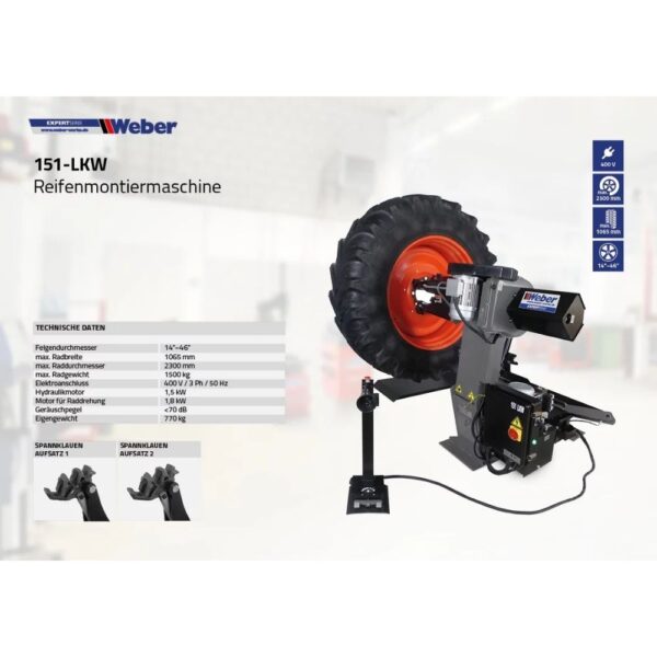 Ciężarowa montażownica do opon 46″ automatyczna Weber