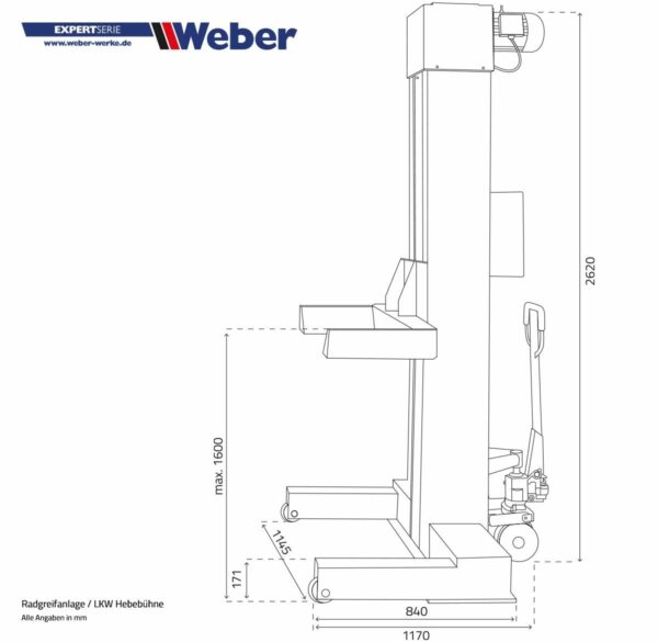 Kolumny mobilne śrubowe 7500KG zintegrowany system 400V Weber