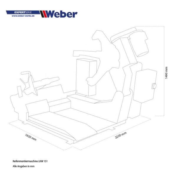 Ciężarowa montażownica do opon 46″ automatyczna Weber