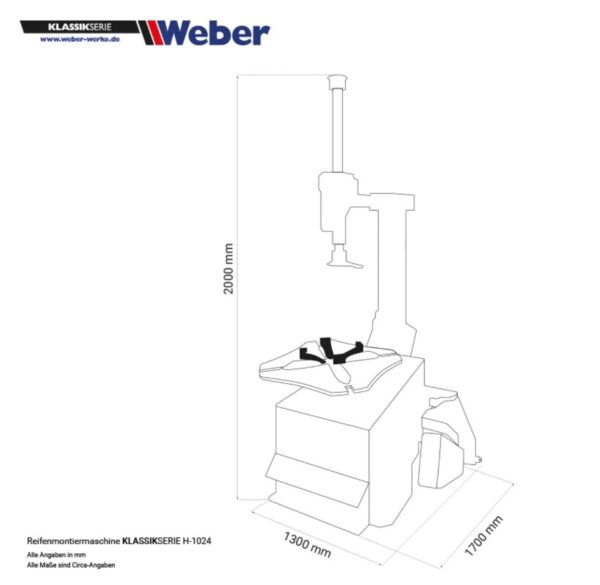 Montażownica do opon do felg do 24″ 230V Weber