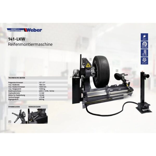 Montażownica do opon ciężarowych 27″ z wyposażeniem Weber