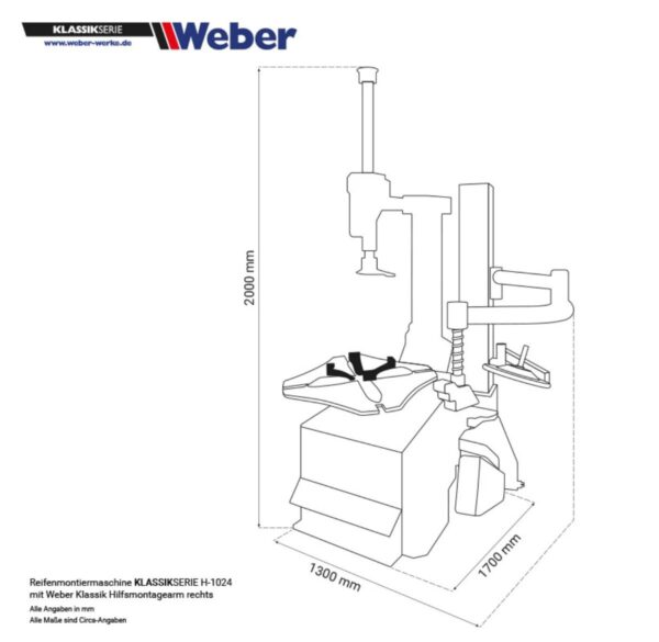 Montażownica do opon do felg do 24″ 230V Weber