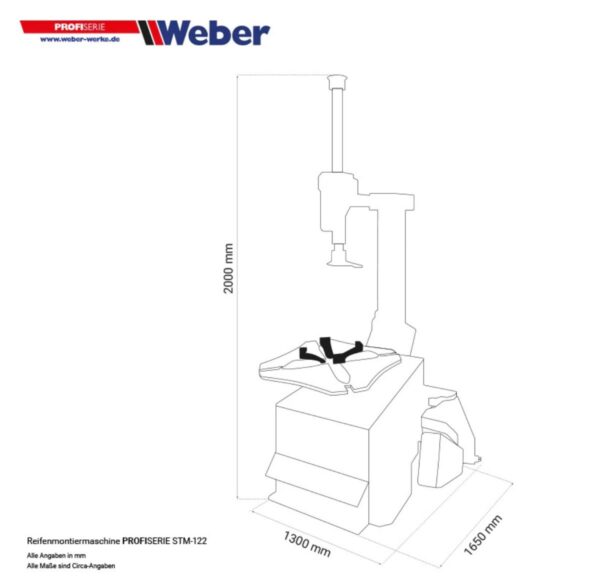 Profesjonalna montażownica do opon 12″–26″ 400V Weber