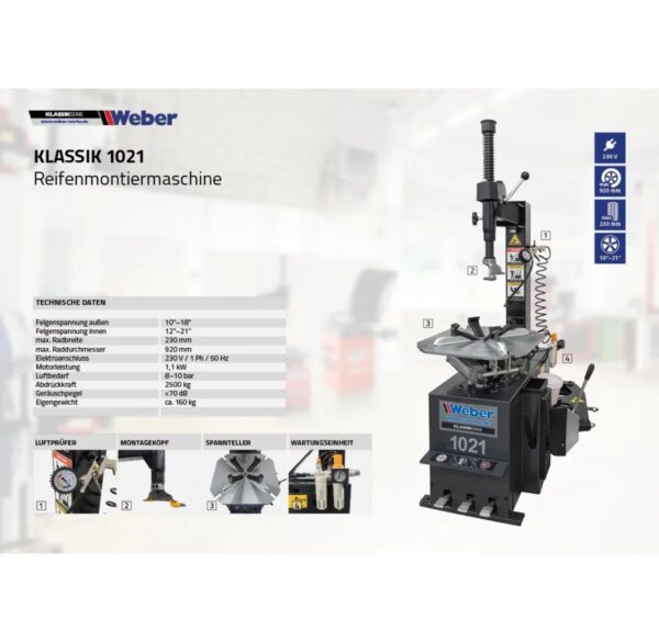 Montażownica do opon do felg do 24″ 230V Weber