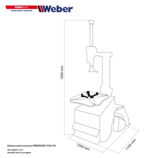 Montażownica do opon samochodów osobowych do felg o rozmiarze do 24″ Weber