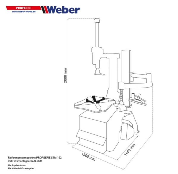 Profesjonalna montażownica do opon 12″–26″ 400V Weber