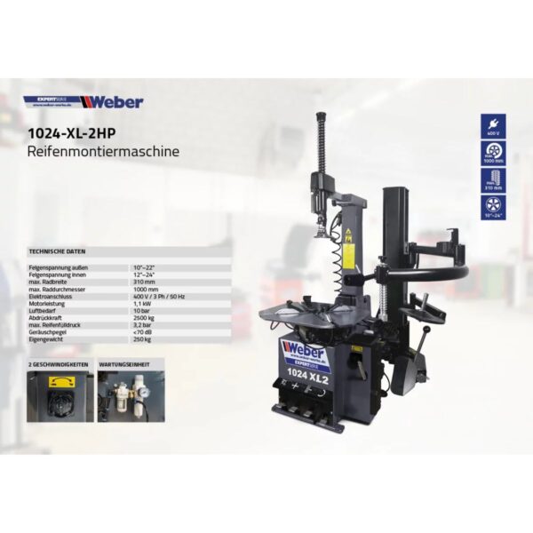 Automatyczna montażownica z ramieniem RunFlat 24″ 400V Weber