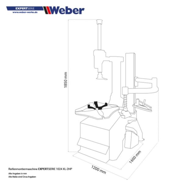 Automatyczna montażownica z ramieniem RunFlat 24″ 400V Weber