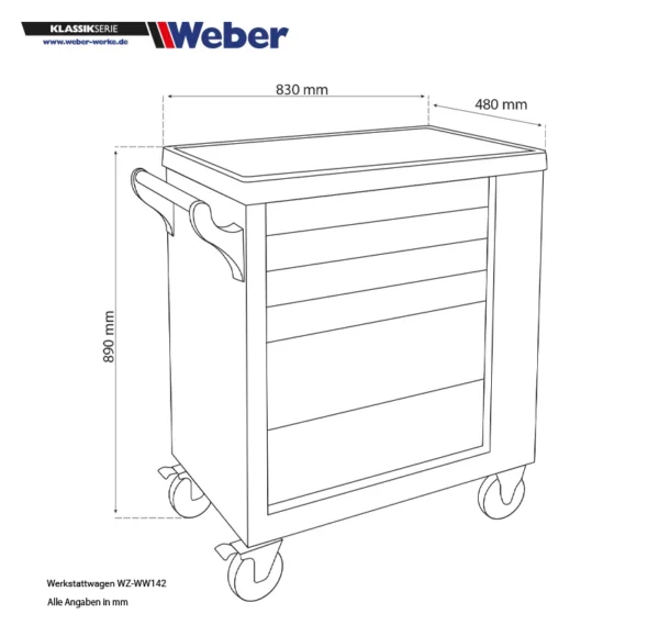 Mobilny wózek warsztatowy 154 sztuki Weber