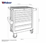 Mobilny wózek warsztatowy 300 elementów zamykany Weber