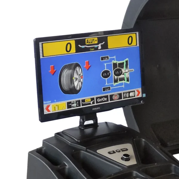 Montażownica opon samochodowych 1228 Monster i wyważarka do kół monitor 3D Weber