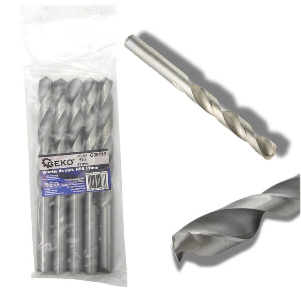 WIERTŁO do metalu HSS 11mm STAL mocowanie cylindryczne GEKO