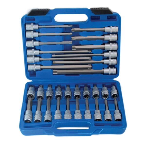 Zestaw nasadek Torx 1/2″ Cr-V długie końcówki precyzyjne 32 elem.