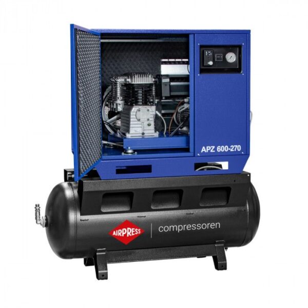 Cicha sprężarka dwutłokowa APZ 600-270 10 bar 5.5 KM/4 kW 465 l/min 270 l Airpress