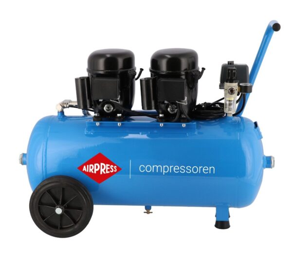 Cichy kompresor dwutłokowy L 100-50 8 bar 1 KM/0.74 kW 64 l/min 50 l Airpress