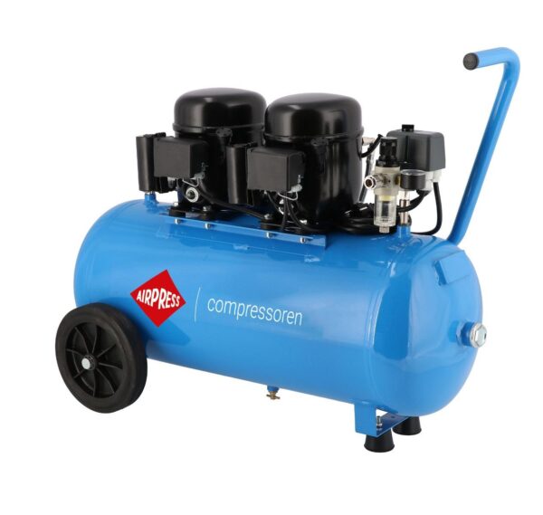 Cichy kompresor dwutłokowy L 100-50 8 bar 1 KM/0.74 kW 64 l/min 50 l Airpress