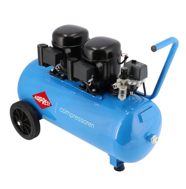 Cichy kompresor dwutłokowy L 100-50 8 bar 1 KM/0.74 kW 64 l/min 50 l Airpress