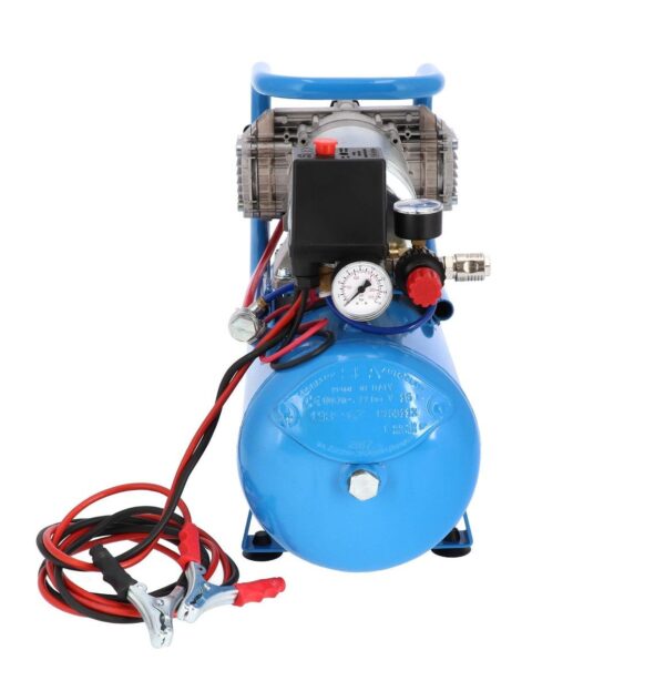 Cichy kompresor bezolejowy dwutłokowy DC 24-225/15 10 bar 0.75 KM/0.55 kW 24V 180 l/min 15 l Airpress