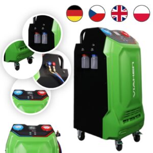 Stacja klimatyzacji półautomatyczna R134a ekran LCD butla 10kg PL/EN/DE/CZ LCD X520 2027 VIAKEN