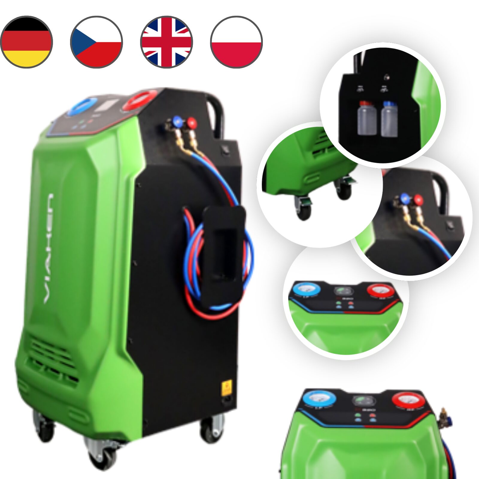 Stacja klimatyzacji półautomatyczna ekran LCD butla 10kg PL/EN/DE/CZ R1234yf X520 2027 VIAKEN Stacja klimatyzacji półautomatyczna ekran LCD butla 10kg PL/EN/DE/CZ R1234yf X520 2027 VIAKEN