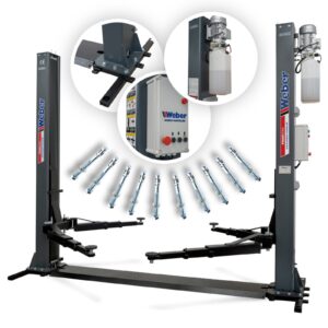 Podnośnik dwukolumnowy z ramą automatyczny 4,2T 400V ramiona 3x3 ProfiSeries 4,2G Weber