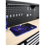 Stół warsztatowy na kółkach mobilny 215cm oświetlenie LED haczyki listwa zasilająca Reeser